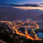 Smolyan view, lava-like lights at sunset