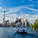Toronto City sunset view from Lake Ontario on a boat, 2011